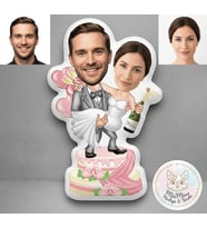 Kişiye Özel Pastalı Gelin Damat Şekilli Maskot Yastık