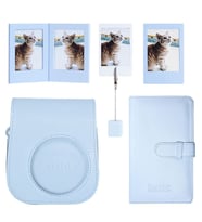Instax mini 12 Mavi Deri Kılıf Laporta Deri Albüm ve Fotoğraf Çerçeveleri Aksesuar Seti