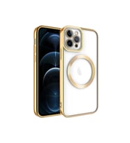 Apple iPhone 12 Pro Uyumlu Kılıf M-safe Wireless Şarj Özellikli Zore Setro Silikon (Rose Gold Altın)