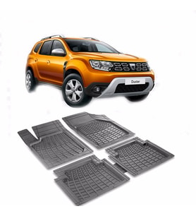 Dacia Duster Havuzlu Oto Paspas (PRS) (Siyah-Gri)