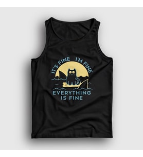 Presmono Unisex Siyah Everything Is Fine Cat Kedili Atlet 447301tt