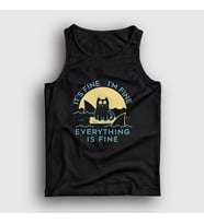 Presmono Unisex Siyah Everything Is Fine Cat Kedili Atlet 447301tt