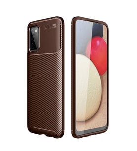 Samsung Galaxy A02s Kılıf Auto Focus Karbon Kapak - Kahverengi