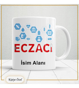 Eczacılara Özel İsim Yazılabilir Kupa Bardak – Kişiye Özel Meslek Temalı Hediye-119