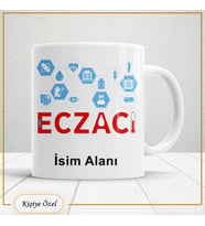 Eczacılara Özel İsim Yazılabilir Kupa Bardak – Kişiye Özel Meslek Temalı Hediye-119