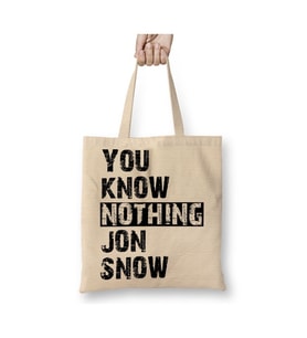 Know Nothing Jon Snow Beyaz Bez Çanta Uzun Saplı Alışveriş Çantası Plaj Çantası