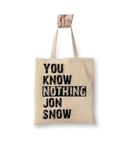 Know Nothing Jon Snow Beyaz Bez Çanta Uzun Saplı Alışveriş Çantası Plaj Çantası
