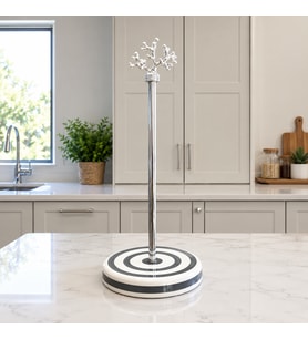 Kağıt Havluluk Rulo Peçetelik Mutfak Aksesuarı Seramik Gri Klasik Zebra GÜMÜŞ Mercan - Feray Home