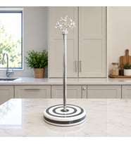 Kağıt Havluluk Rulo Peçetelik Mutfak Aksesuarı Seramik Gri Klasik Zebra GÜMÜŞ Mercan - Feray Home