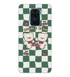 Xiaomi Redmi NOTE 9 Uyumlu Double Bear Tasarımlı Şeffaf Telefon Kılıfı