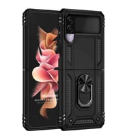 Microsonic Samsung Galaxy Z Flip 3 Kılıf Military Ring Holder Siyah