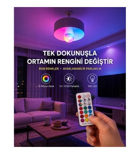 Mey İthalat® Kumanda Destekli Çok Renkli Akıllı LED Ampul Yeni Nesil