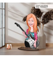 BK Gift Kişiye Özel Gitarist Karikatürlü Büyük Boy Ahşap Biblo-2 Arkadaşa Hediye , Sevgiliye Hediye, Kişiye Özel Biblolar