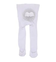 Kız Bebek Beyaz Simli Tüllü Fiyonklu Külotlu Çorap 0-6 Ay (Standart)