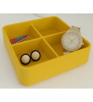 Dört Bölmeli Masa Üstü Organizer (Üst Üste Yerleştirilebilir)  Yüksek Kaliteli 3D Baskı Çevre Dostu PLA Hammadde (Sarı)