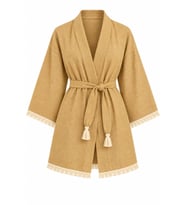 Kimono Müslin 2 Katlı Peştemal Bornoz (Beden L-XL)