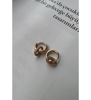 MİNİ OVAL TAŞLI HALKA KÜPE (ALTIN KAPLAMA)