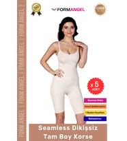 #Korse Masaj Özellikli İz Göstermeyen Kaymaz Dikişsiz Toparlayıcı Kadın Tam Boy Korse - 5 Adet (Ten)