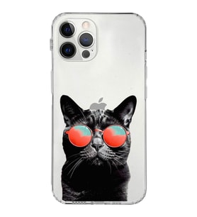 PrintiFy iPhone 12 Pro ile Uyumlu Kedi 3 Kamera Korumalı Şeffaf Kılıf