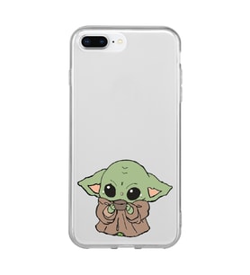 Iphone 7 Plus ve 8 Plus Uyumlu Baby Yoda Tasarımlı Şeffaf Telefon Kılıfı