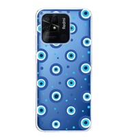 PrintiFy Xiaomi Redmi 10C ile Uyumlu 1mm Slim Fit Nazar Boncuğu 1 Baskılı Şeffaf  Kılıf