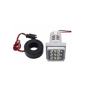 Dijital Voltmetre Ampermetre Hertz metre 22mm Kare Beyaz