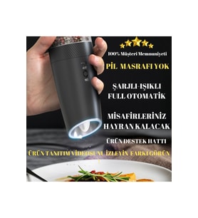 Şarjlı Işıklı Otomatik Baharat Öğütücü, Taze ve Pratik kullanım