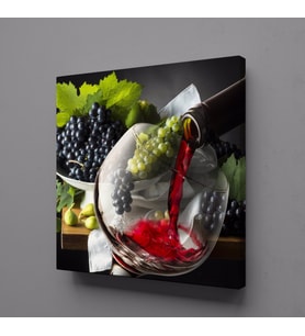 KADEHE DOLDURULAN KIRMIZI ŞARAP KANVAS TABLO 110x110cm (Karışık)