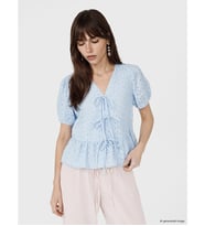 LCW Vision Mavi Brode Bağlamalı Peplum Bluz