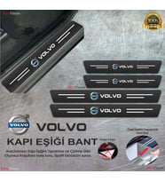 Volvo  Logolu Karbon Kapı Eşiği Koruyucu Suni Deri 4'lü Set
