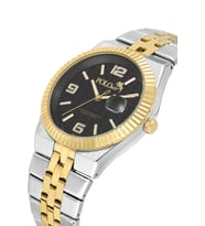 Polo Air Çift Klips Mercek Takvimli Erkek Kol Saati Gümüş Gold Siyah Renk PL-7030E8x (Siyah-Altın)