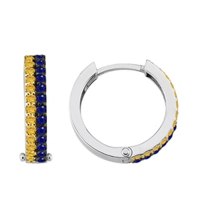 Safir Taşlı Sarı Lacivert Halka Küpe 0702E0046