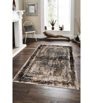Kahverengi Modern Klasik Kaymaz Tabanlı Dekoratif Halı AR111 - 100 x 160 cm