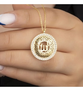 Allah Muhammet Yazılı 925 Ayar Gümüş Kolye