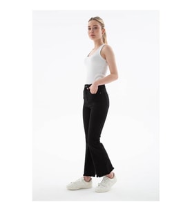 Fashion Friends Crop Flare Siyah Kadın Jean Pantolon 26Y0294K1
