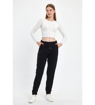 Kadın Rahat Kalıp Softech Polar Sweat Eşofman Altı SPR24EA97 (Siyah)