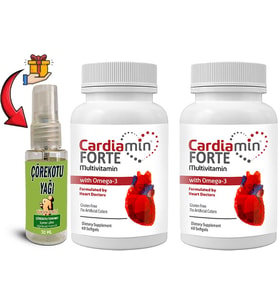 Cardiamin Forte: 2 Adet Multivitaminli OMEGA3LÜ 60 Soft Jel Kapsüllü Formül + 30 ml Çörek Otu Yağı