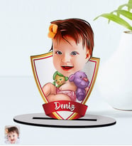 BK Gift Kişiye Özel İsimli Bebek Karikatürlü Ahşap Biblo Model-2