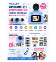 Anında Baskı 180° Dönebilen Lens Selfie Çocuk Kamerası Pembe