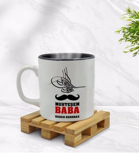 BK Gift Kişiye Özel Muhteşem Baba Tasarımlı İçi Siyah Renkli Kupa Bardak Model 1