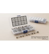 100 Parça 5x20mm Karışık Cam Tüp Sigorta Seti (0.5A - 30A) Organizer Kutulu Devre Koruyucu