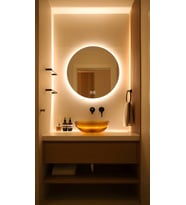 Digital Hayat  Buğu Çözücü Dokunmatik Dimlenebilir Yuvarlak Ayna  Beyaz Gün Işığı Amber Mavi Kırmızı LED Işıklı Dekoratif Banyo Makyaj  Aynası  50cm - 80cm (Günışığı)