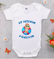 BK Kids Ep İsterim Tasarımlı Beyaz Bebek Body Zıbın-4