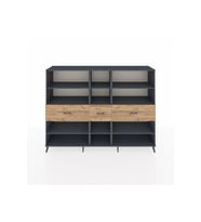 Hyperion Dolap 9 Raflı 3 Çekmeceli  220x44x163 Antrasit-Antrasit/Çam