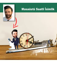 Karikatür Erkek Muhasebeci, Mali Müşavir Model Masaüstü Saatli İsimlik MSİ65