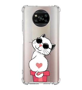 Xiaomi Poco X3 Köşe Korumalı Antişok Kapak Coolcat Tasarımlı Şeffaf Silikon Kılıf