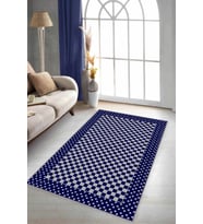Lacivert Çerçeveli Kaymaz Tabanlı Dekoratif Halı MK86 - 100 x 160 cm