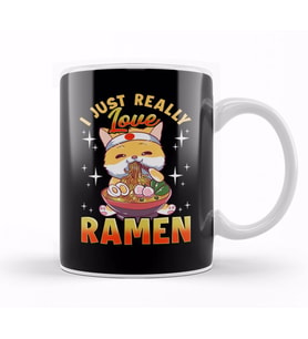 Kawaii Cat I Just Really Love Ramen Anime Kitty Kupa Bardak Porselen