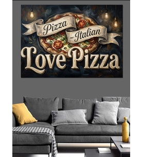 İtalyan Pizzası Ve Pizza Sevgisi Dekoratif Kanvas - Mdf Ahşap Tablo