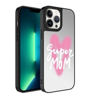 Apple iPhone 13 Pro Kılıf Aynalı Desenli Kamera Korumalı Parlak Zore Mirror Kılıf Süper Anne